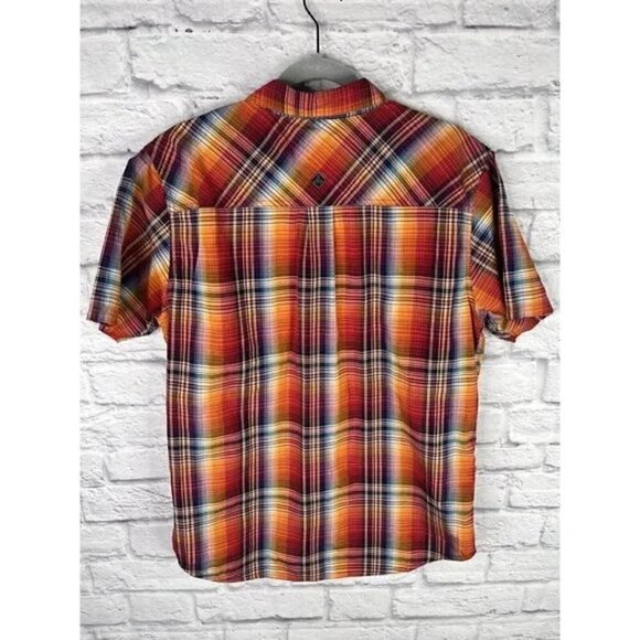 PRANA Orange Plaid Short Sleeve Button Front Shirt Size X Large - Picture 6 of 6